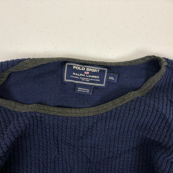 Vintage 90s Polo Sport Ralph Lauren Sweatshirt Mens Size 2XL Blue Basic Thermal - Picture 5 of 5